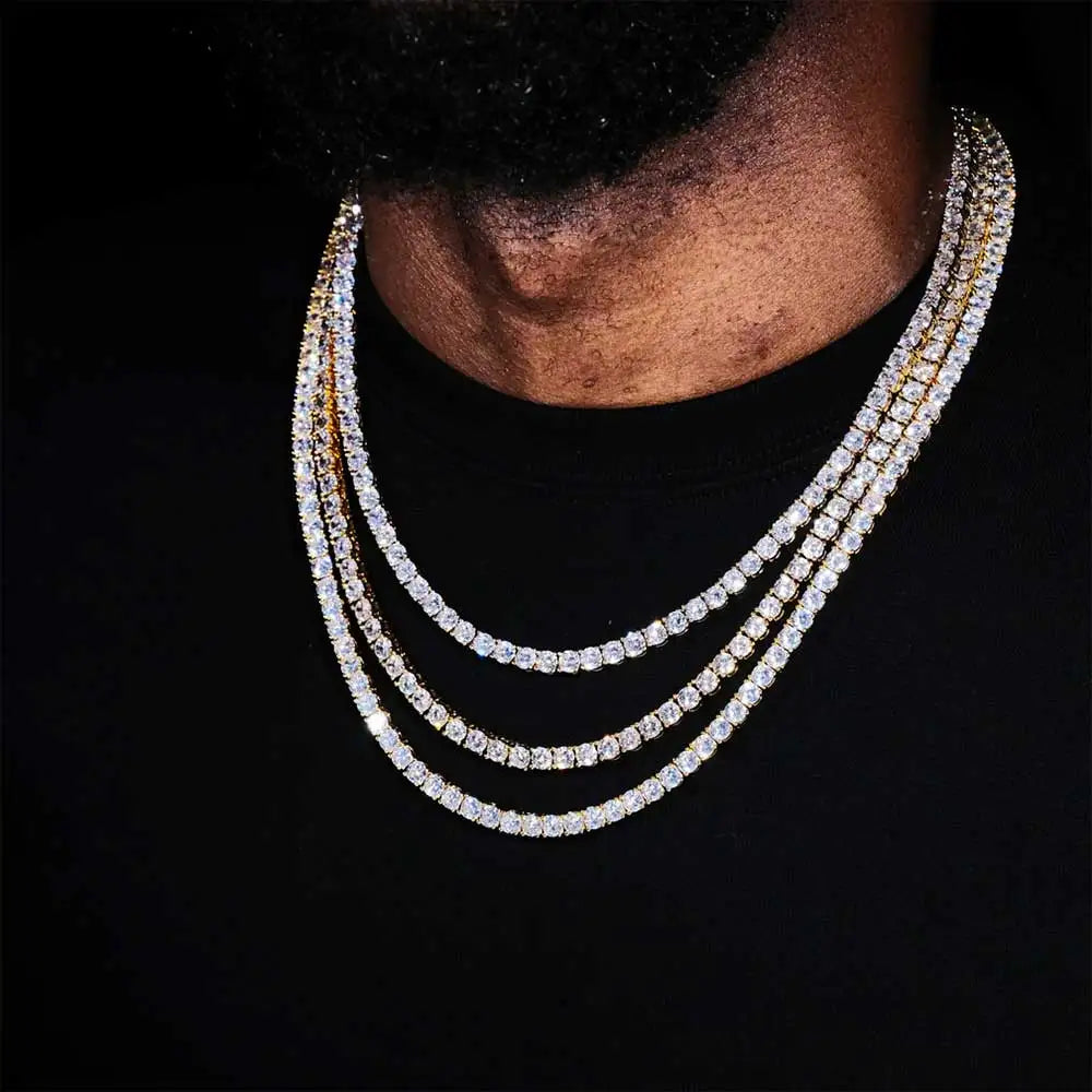 Iced Out Tennis Chain & Bracelet – 18K Gold & Silver Plated CZ Hip Hop Jewelry
