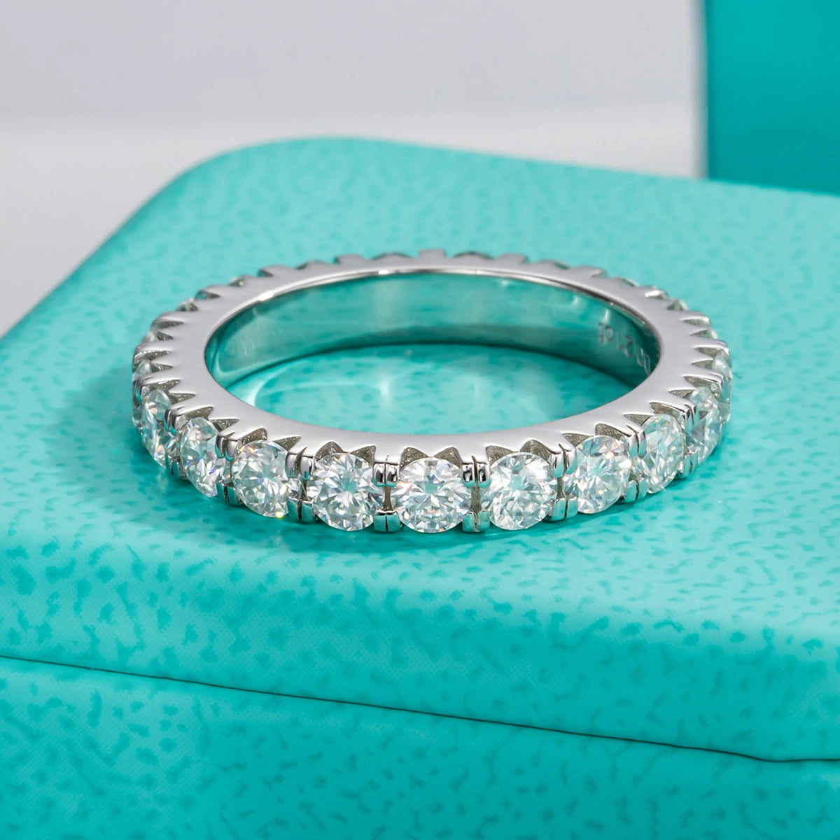 Moissanite Eternity Wedding Band Ring – 925 Sterling Silver | D Color VVS1 | 3mm