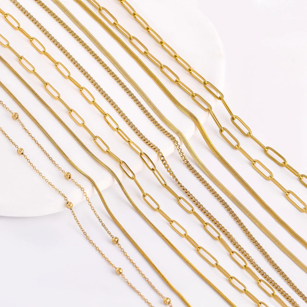 5-Piece Chain Necklace Set – 18K Gold Plated Stainless Steel Layering Necklaces