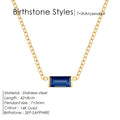Birthstone Necklace – 12 Month Rectangle Charm 14K Gold Stainless Steel