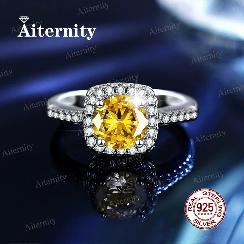 Moissanite & Zircon Ring – D VVS1 Adjustable S925 Silver Women’s Wedding Ring