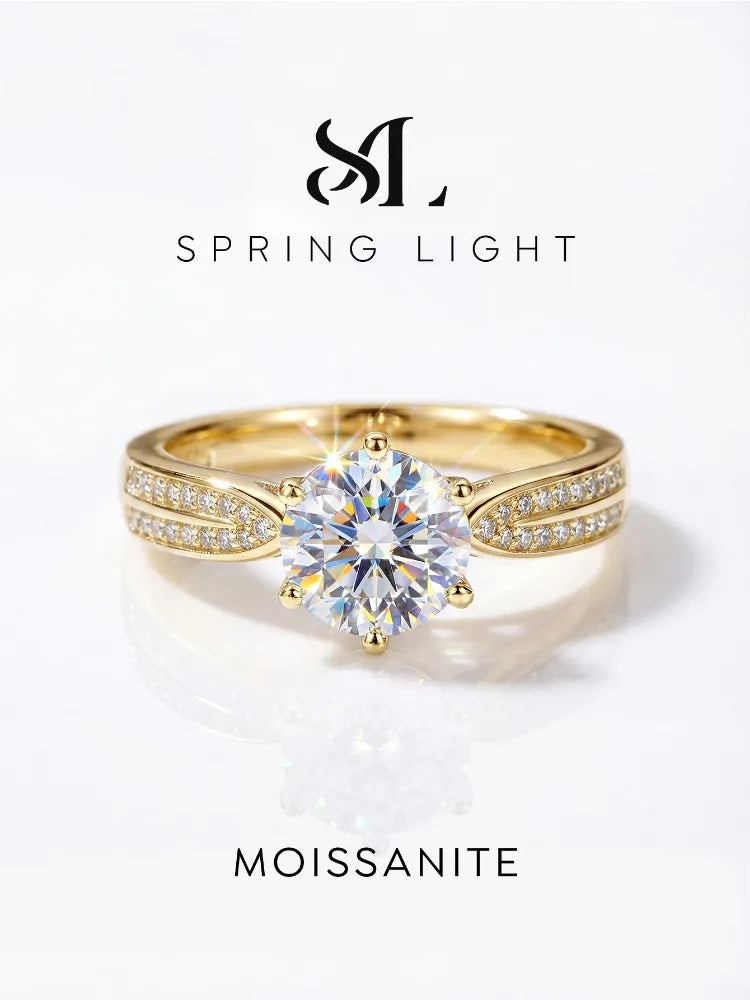 1CT Moissanite Solitaire Ring – 925 Sterling Silver | D Color VVS1 | Gold & Silver