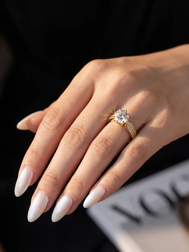 1CT Moissanite Solitaire Ring – 925 Sterling Silver | D Color VVS1 | Gold & Silver