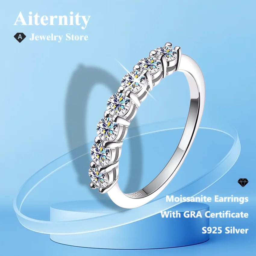 D VVS1 Moissanite Eternity Band – GRA Certified 925 Sterling Silver Unisex Ring