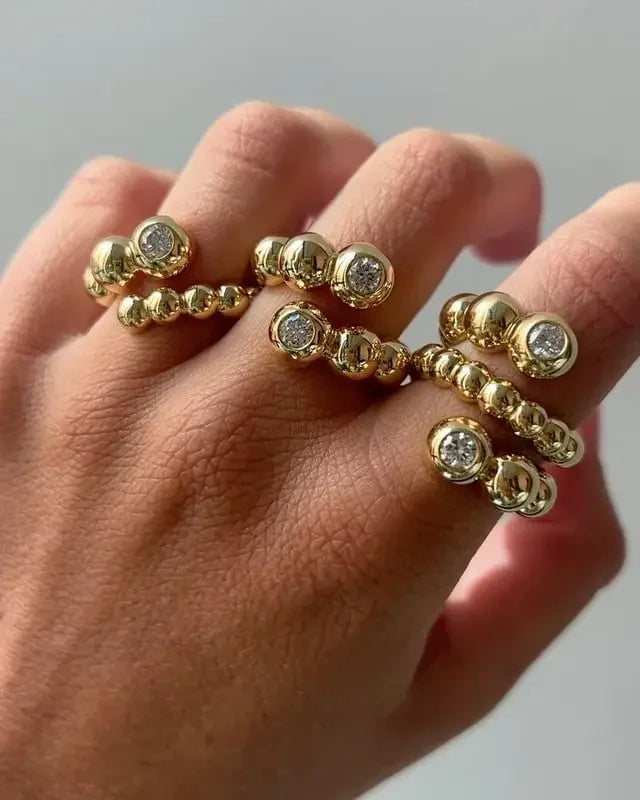 CZ Gold Jewelry Set – Bracelet, Bangle & Ring