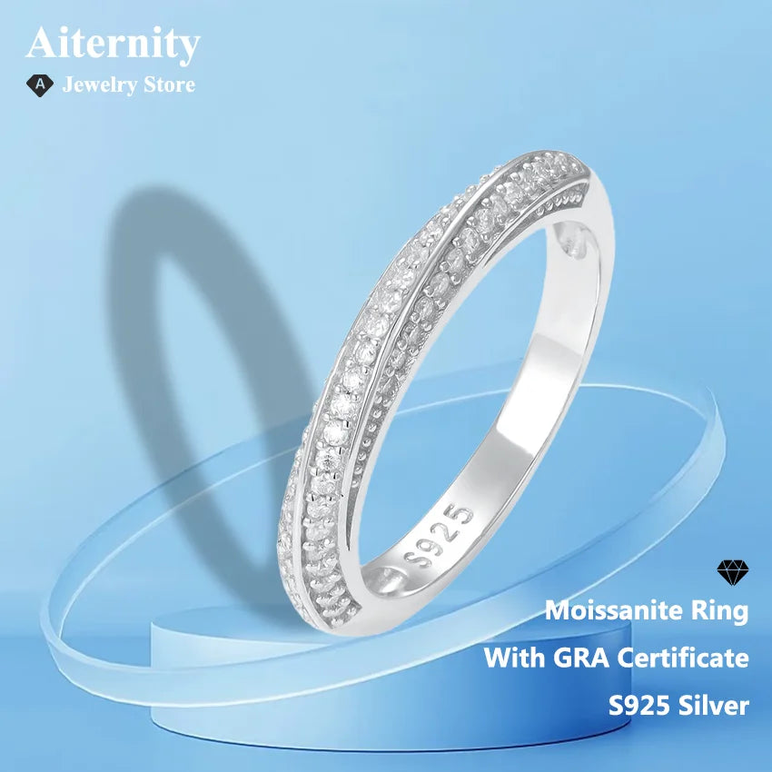 D VVS1 Moissanite Eternity Band – GRA Certified 925 Sterling Silver Unisex Ring