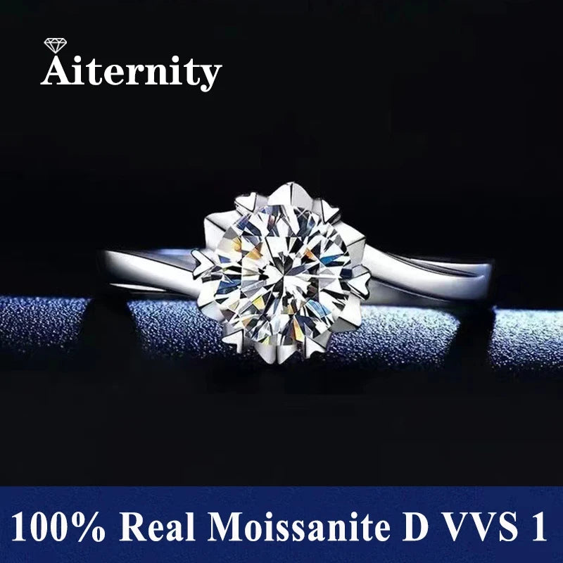 18K Gold Plated Moissanite Ring – D VVS1 Adjustable S925 Silver