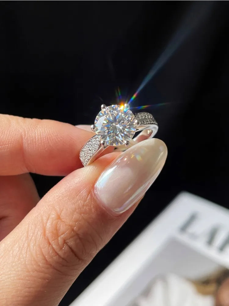 1CT Moissanite Engagement Ring | 925 Sterling Silver | GRA Certified