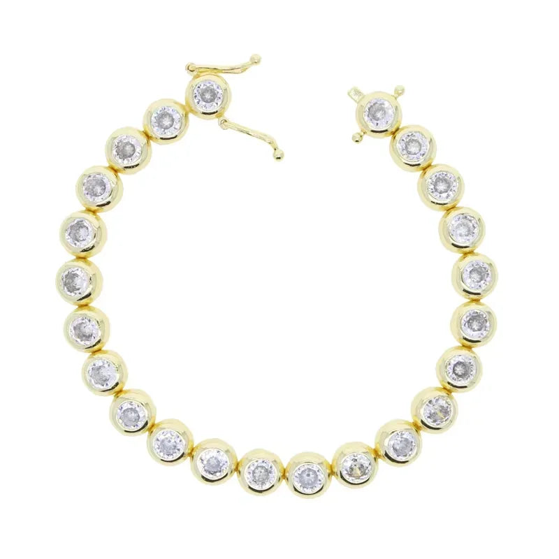 CZ Gold Jewelry Set – Bracelet, Bangle & Ring