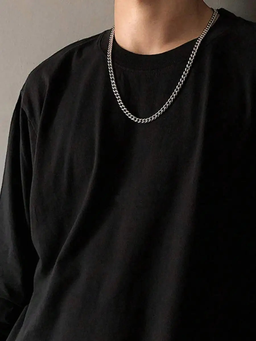 Men’s Hip Hop Link Chain Necklace – Minimalist Stainless Steel Punk Style