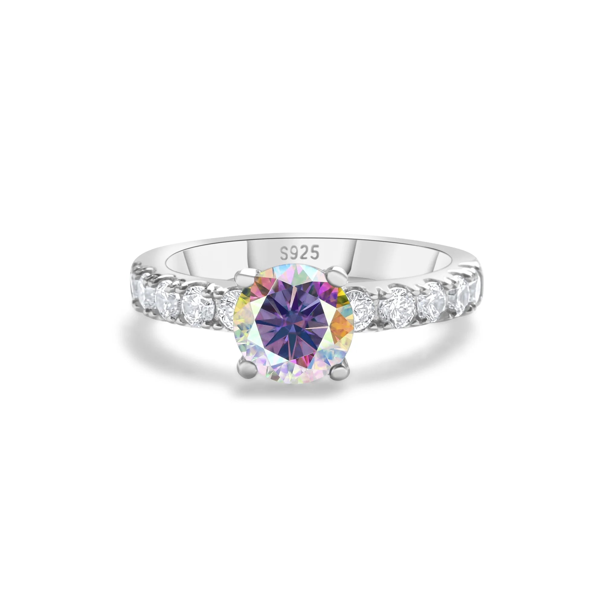 Solitaire Moissanite Engagement Ring – 1 Carat 4-Claw S925 Silver
