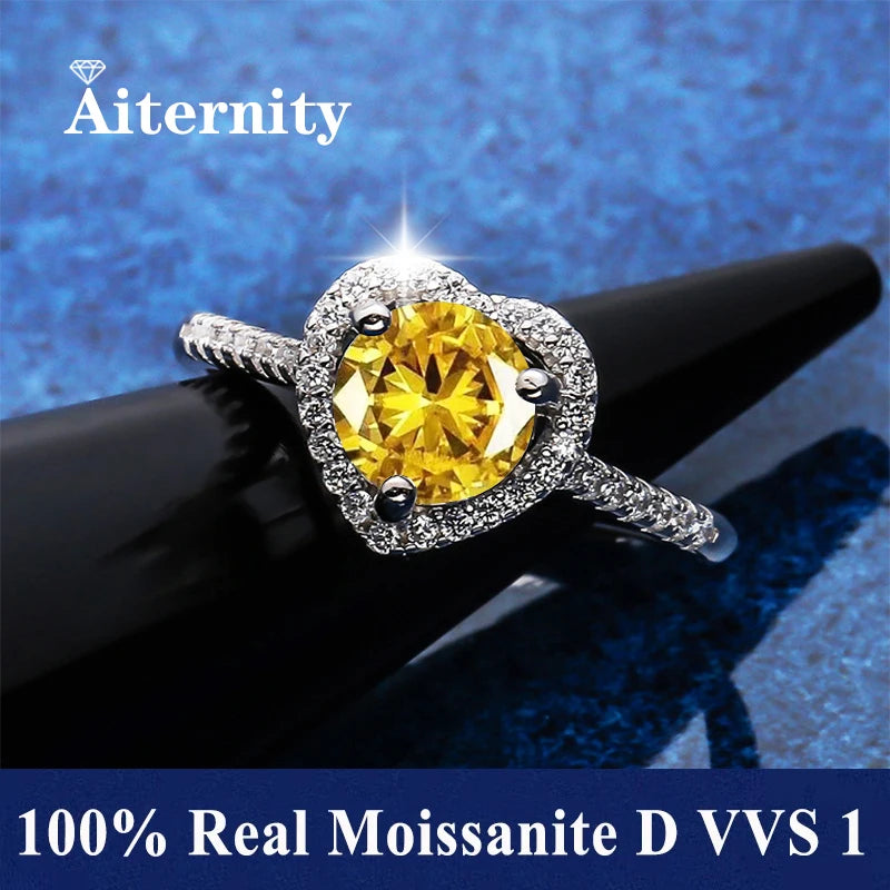 18K Gold Plated Moissanite Ring – D VVS1 Adjustable S925 Silver