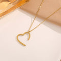Love Heart Pendant Necklace – French Style Gold Stainless Steel Clavicle Chain