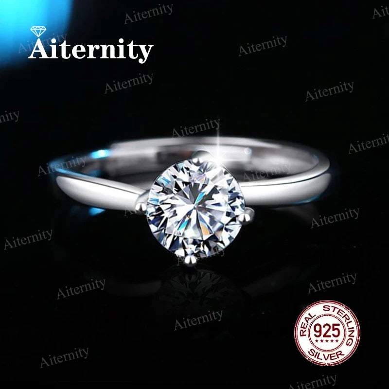 Moissanite & Zircon Ring – D VVS1 Adjustable S925 Silver Women’s Wedding Ring