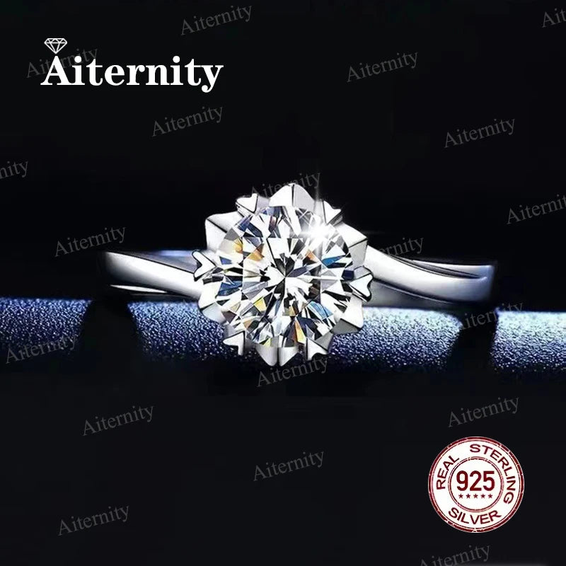 Moissanite & Zircon Ring – D VVS1 Adjustable S925 Silver Women’s Wedding Ring