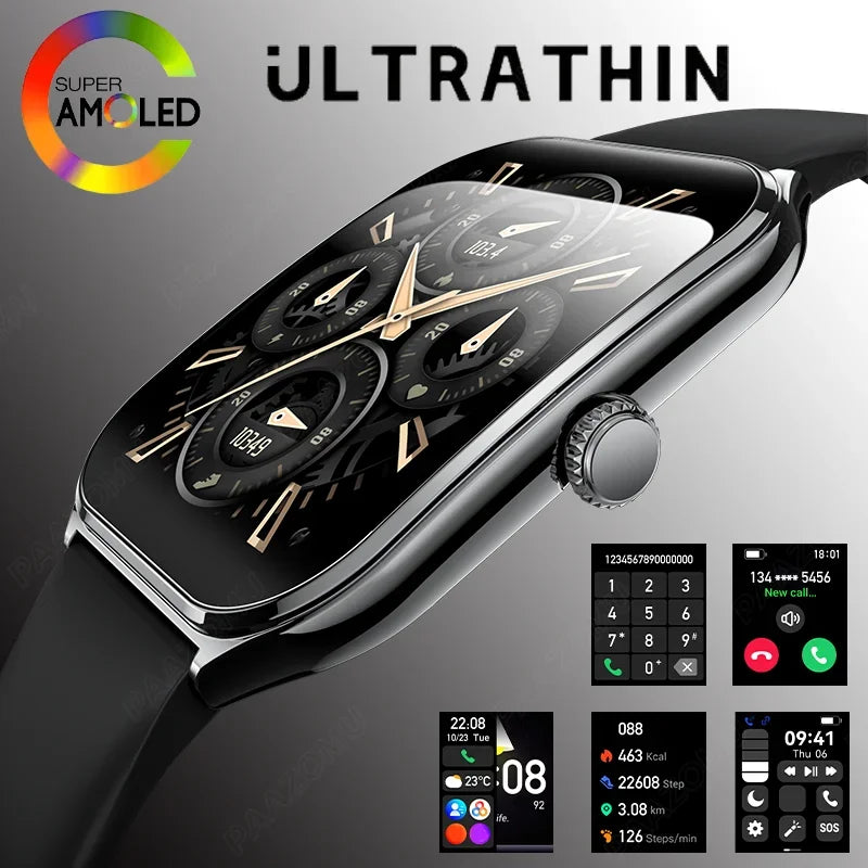 Ultra Thin Smart Watch – 1.96" AMOLED, BT Calling & Health Tracking