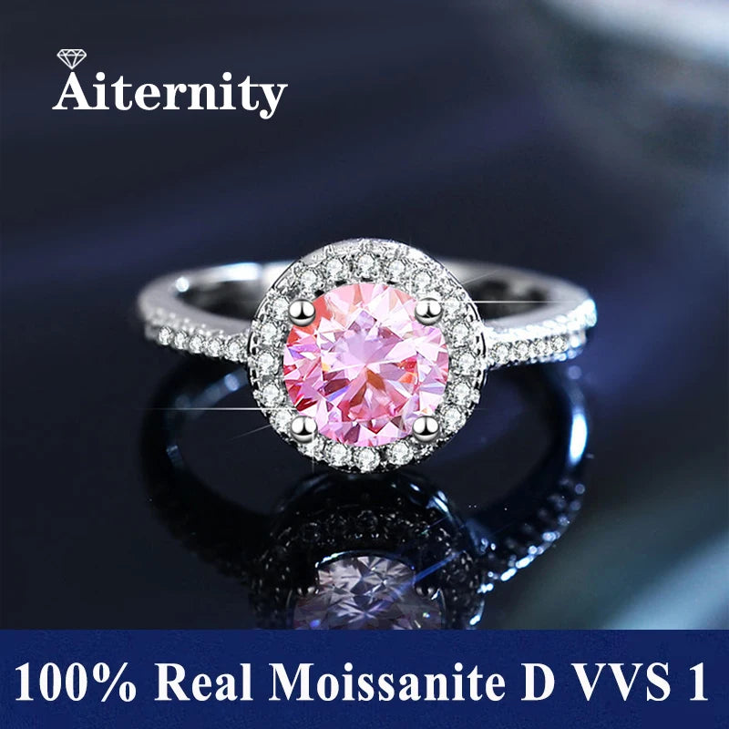 18K Gold Plated Moissanite Ring – D VVS1 Adjustable S925 Silver