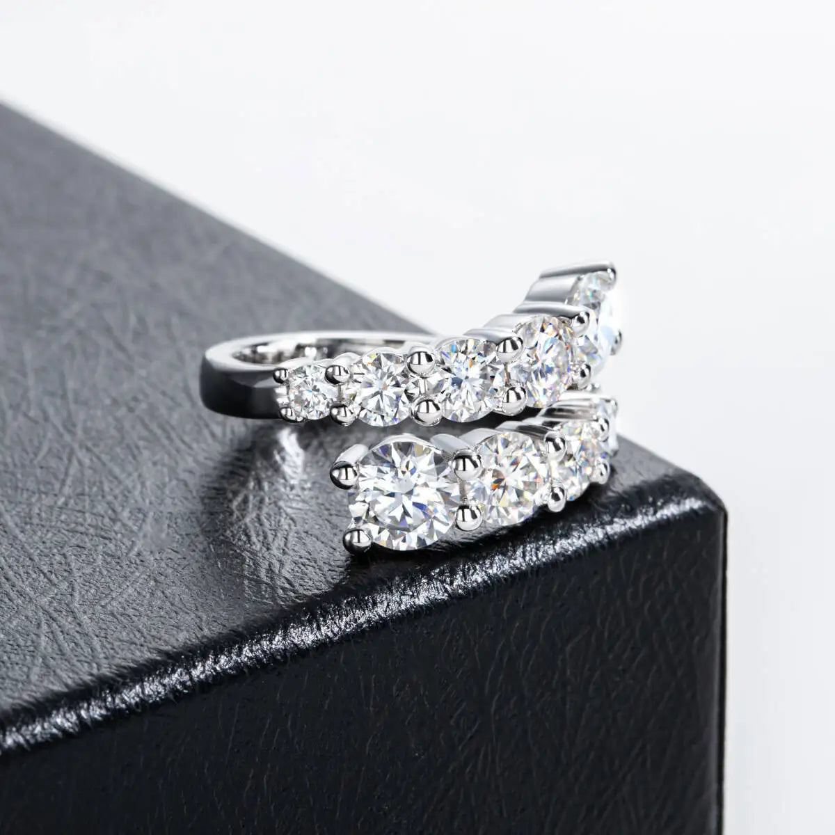 3.8CT Full Moissanite Wedding Band | 10 Gems | 925 Sterling Silver | GRA Certified