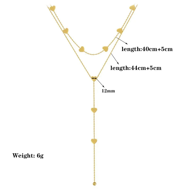 Double Layer Heart Necklace – Gold Stainless Steel