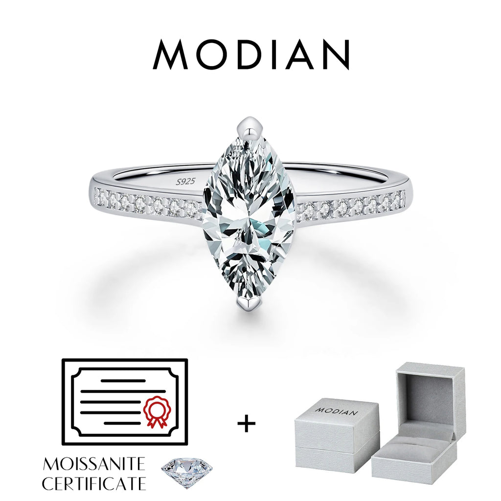 Marquise Cut Moissanite Engagement Ring – 925 Sterling Silver | D Color VVS1