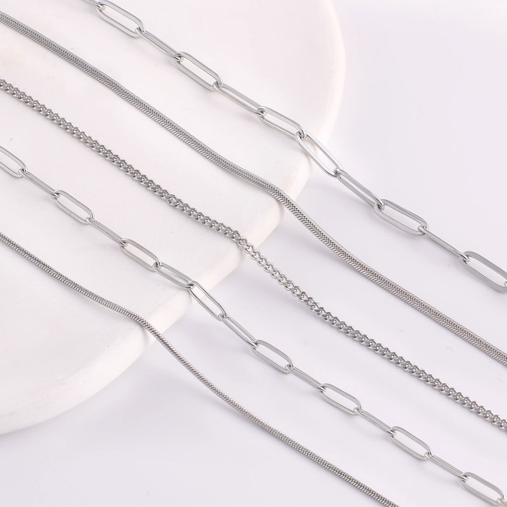 5-Piece Chain Necklace Set – 18K Gold Plated Stainless Steel Layering Necklaces