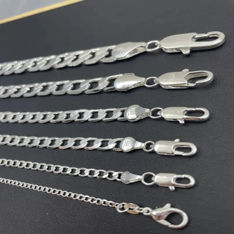 Men’s Face Chain Necklace – 925 Sterling Silver 2–12mm 40–75cm