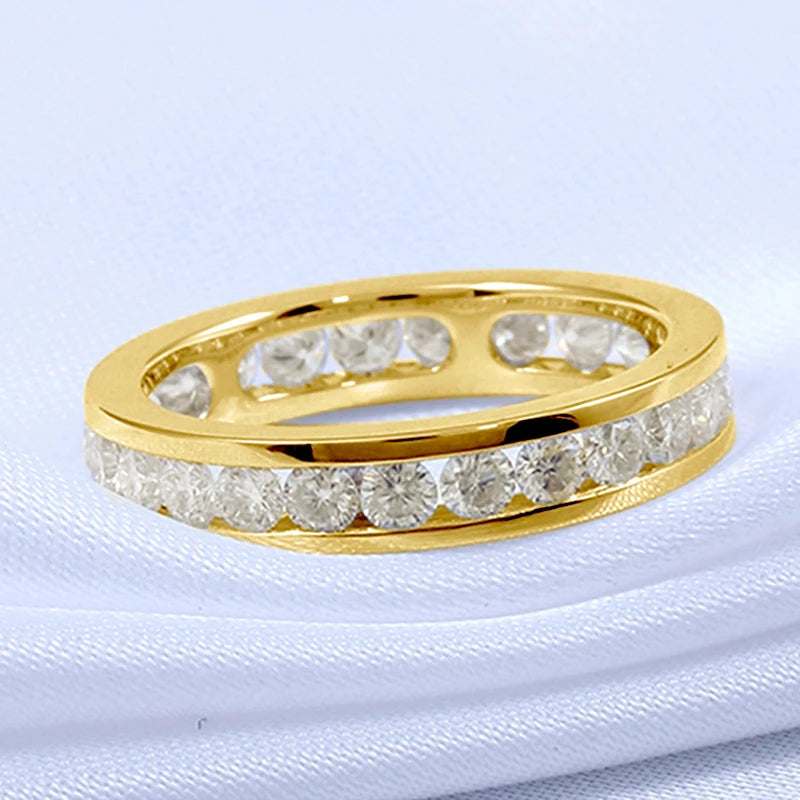 Moissanite Eternity Wedding Band | GRA Certified | 925 Sterling Silver | Gold & Silver