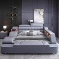 Luxury Smart King Bed – Genuine Leather, Bluetooth, Massage & Storage