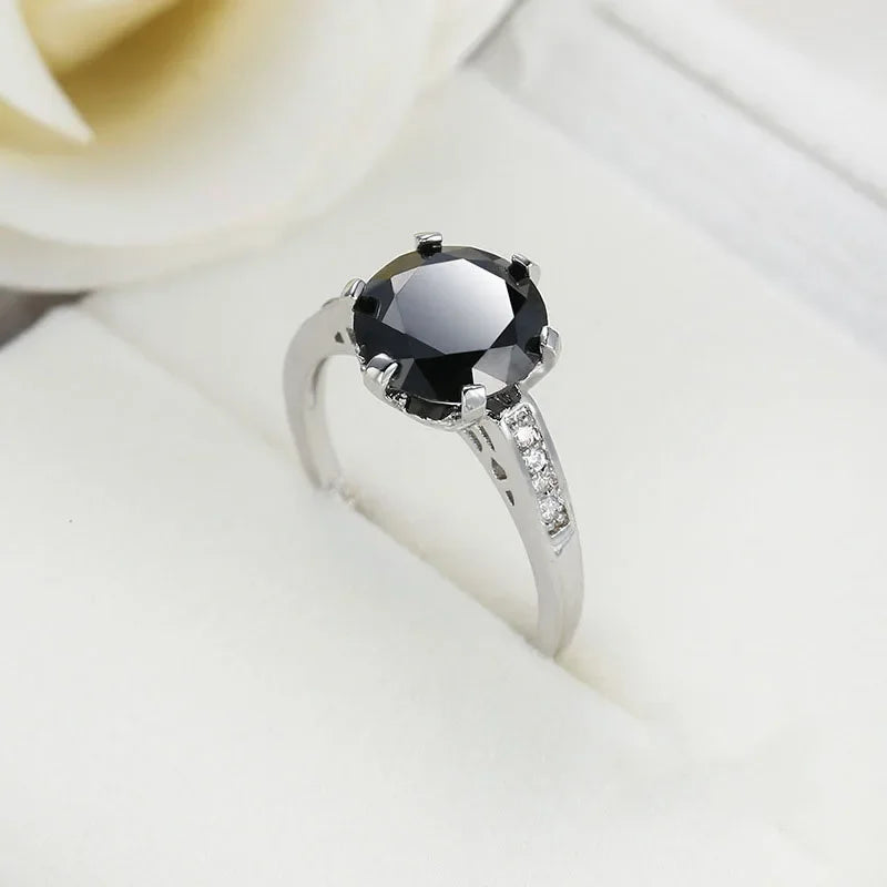Vintage Black Obsidian Solitaire Ring – 925 Sterling Silver | Women's Fine Jewelry