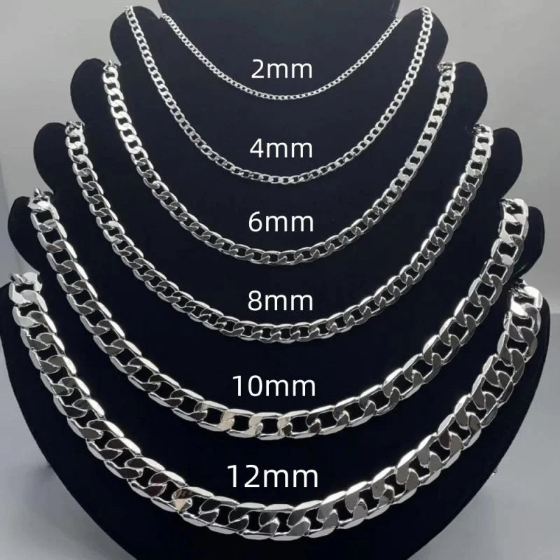 Men’s Face Chain Necklace – 925 Sterling Silver 2–12mm 40–75cm