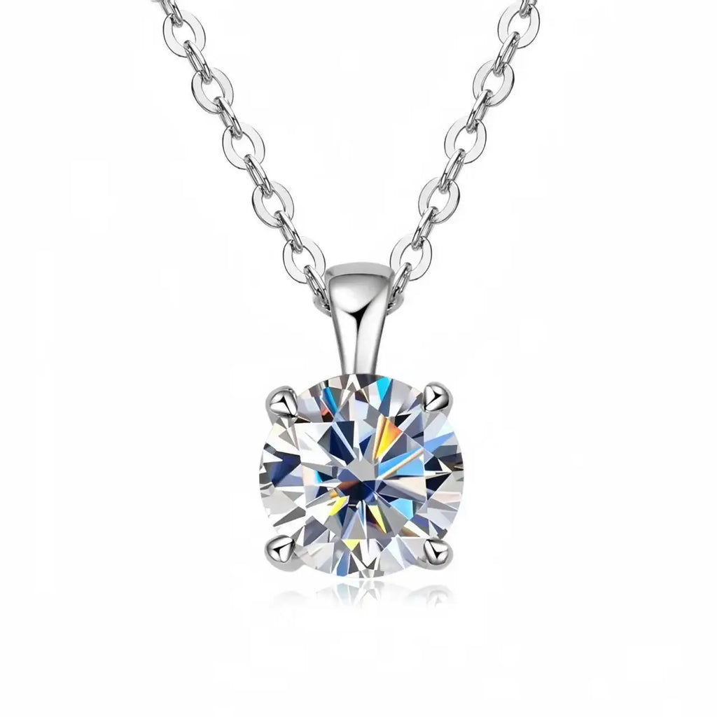 Moissanite Solitaire Drop Necklace – 1CT D Color 18K Gold Plated 925 Silver Chain