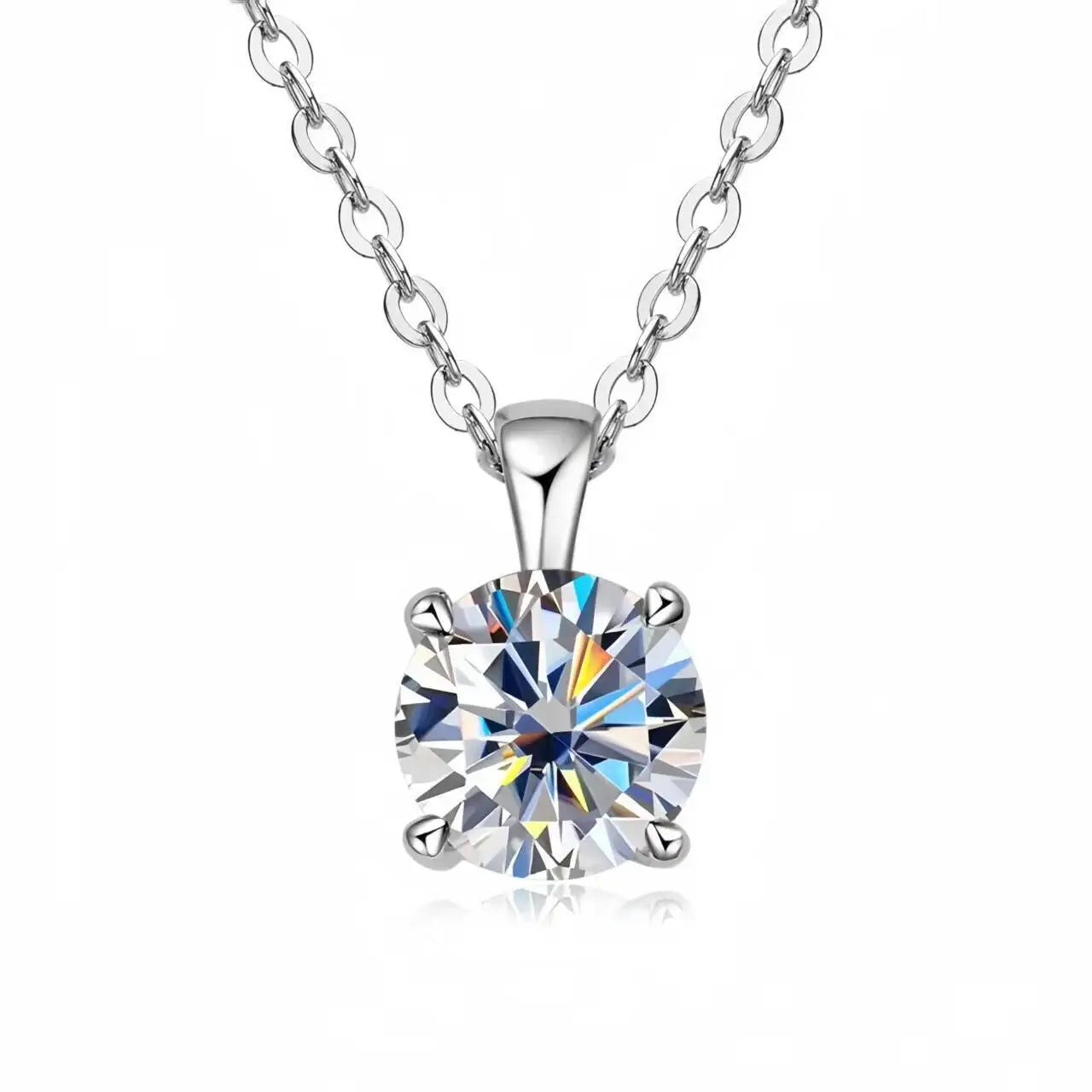 Moissanite Solitaire Drop Necklace – 1CT D Color 18K Gold Plated 925 Silver Chain