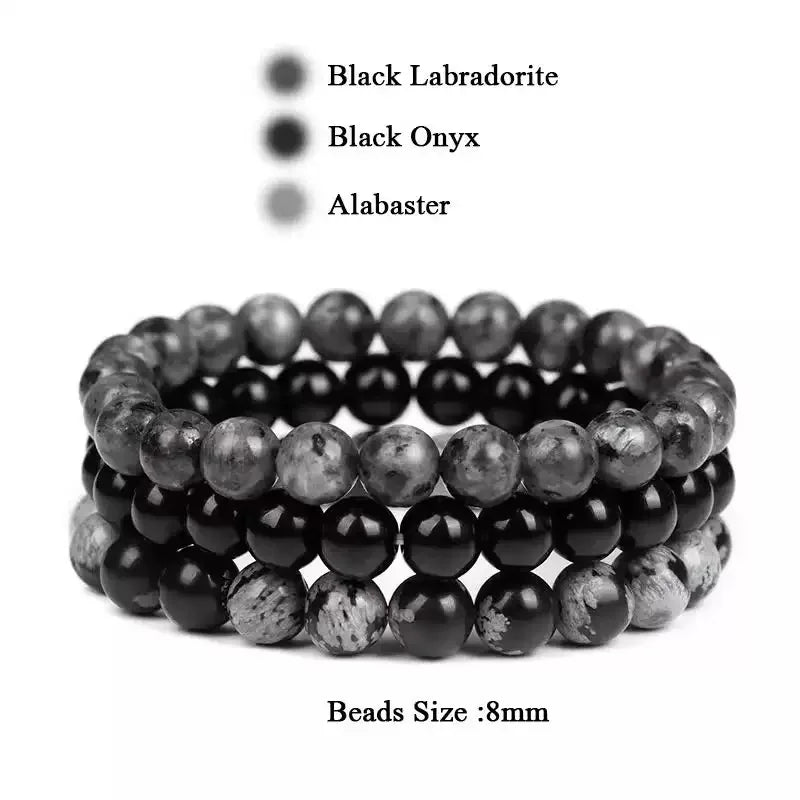 Natural Stone Bracelet Set – 8mm Healing Crystals, 3 Pieces