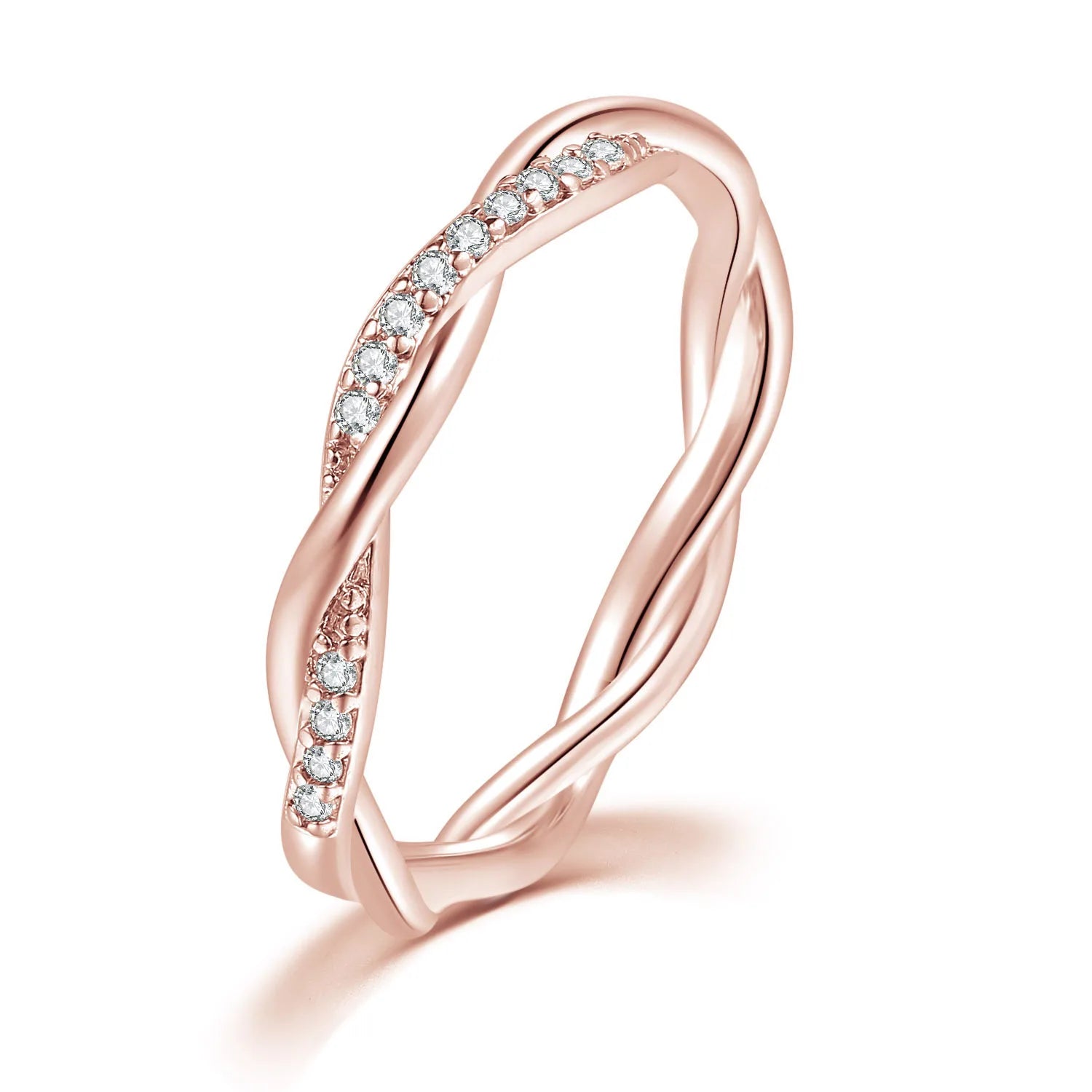 Dainty Winding Crystal Ring – Thin Temperament Silver Engagement Ring for Women