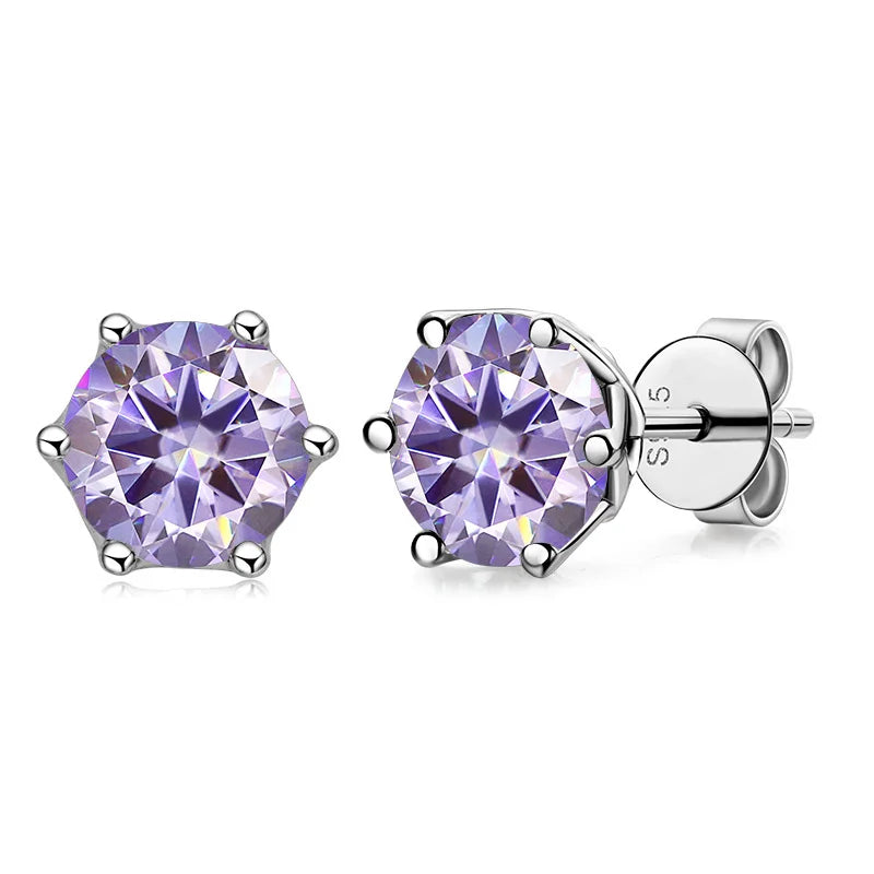 Moissanite Russian Cut Stud Earrings – 1/2/4CT VVS D Color S925 Silver Fine Jewelry