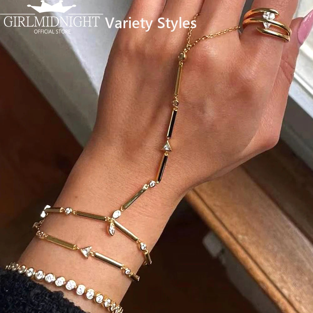 Double Chain CZ Bracelet for Women