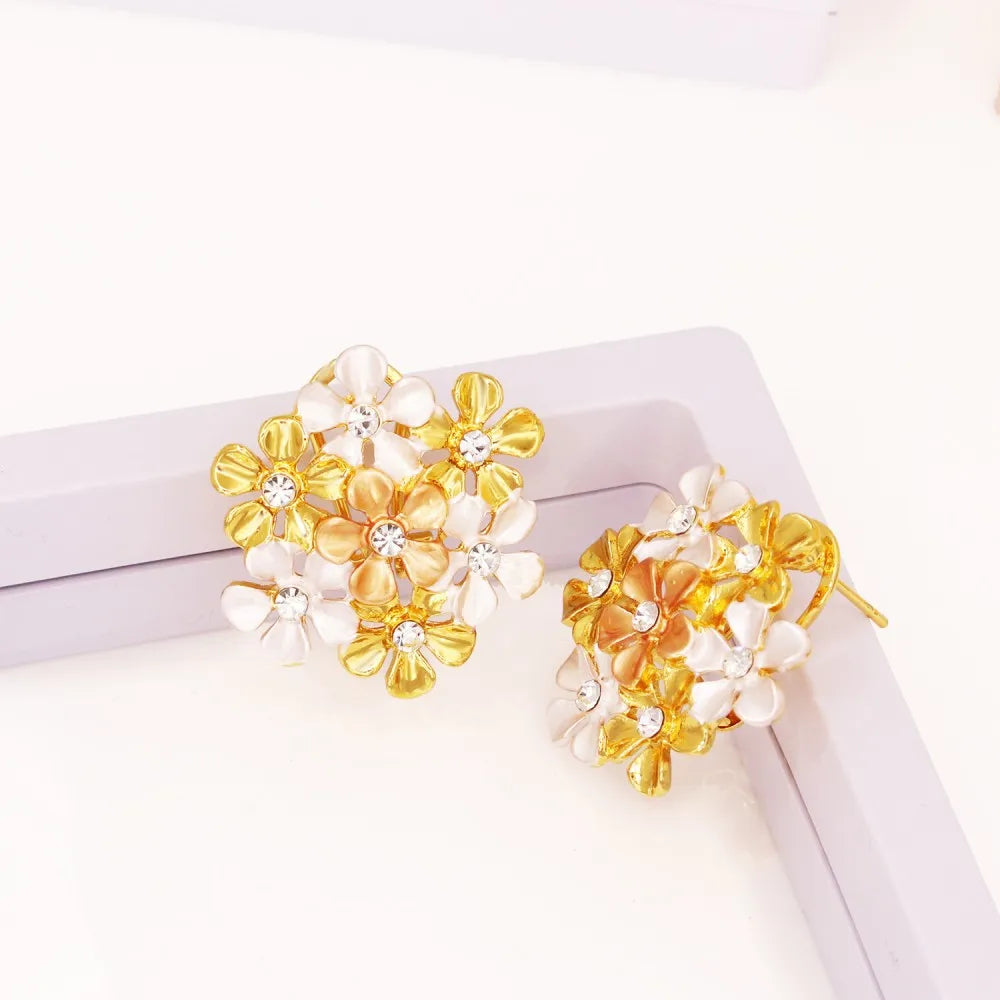 African Flower Jewelry Set – 18K Gold Plated, 4 Pieces