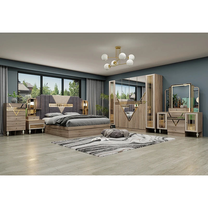 Luxury Bedroom Furniture Set – Bed, Wardrobe, Nightstands & Dressing Table