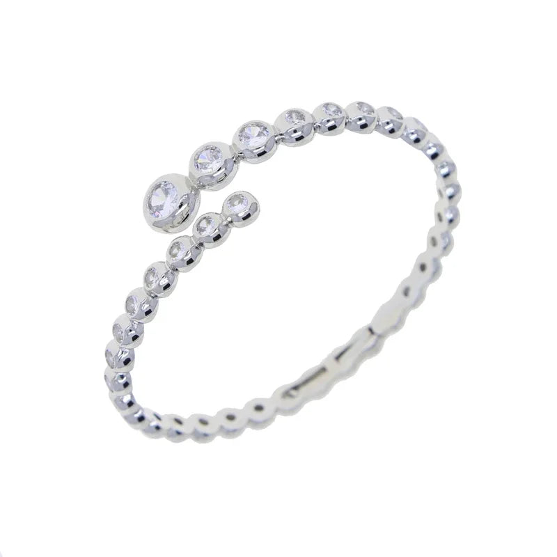 CZ Gold Jewelry Set – Bracelet, Bangle & Ring