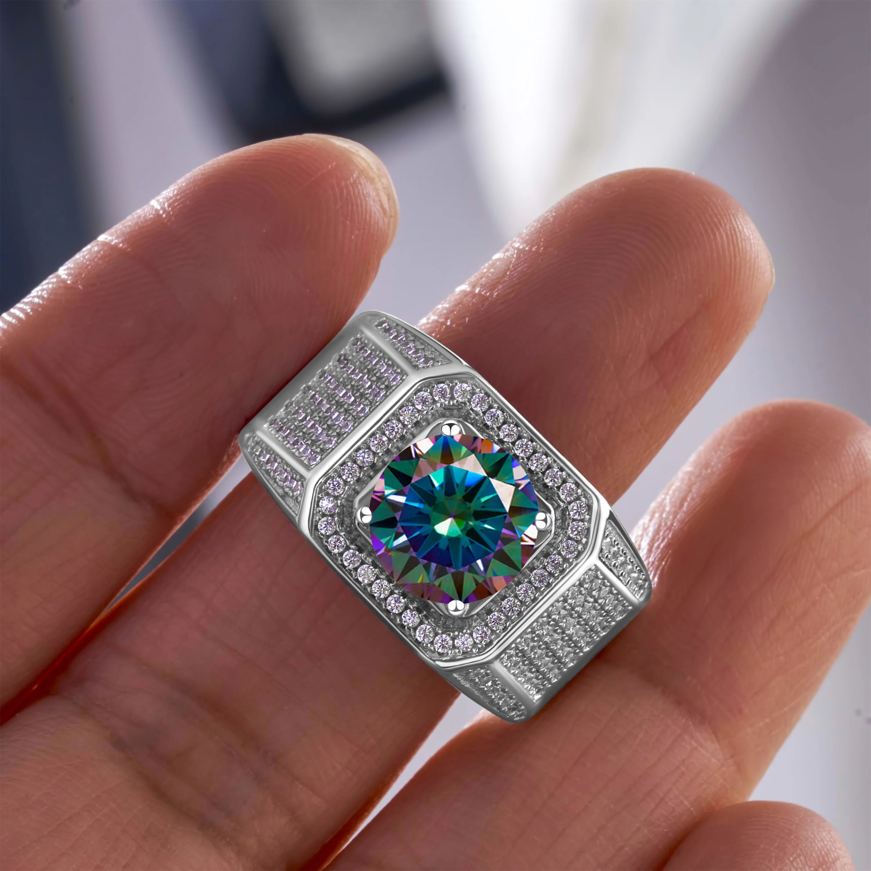 3CT Moissanite Ring | 925 Sterling Silver | Certified Wedding Band | Multi-Color