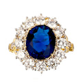 Oval Blue Zircon Solitaire Ring – 925 Sterling Silver | Gold Plated | Women