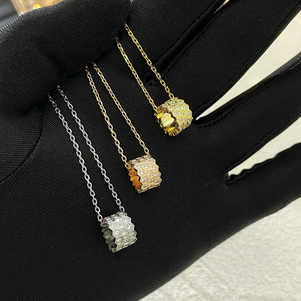925 Sterling Silver Honeycomb Bracelet & Necklace | Zircon Diamond | Multi-Color