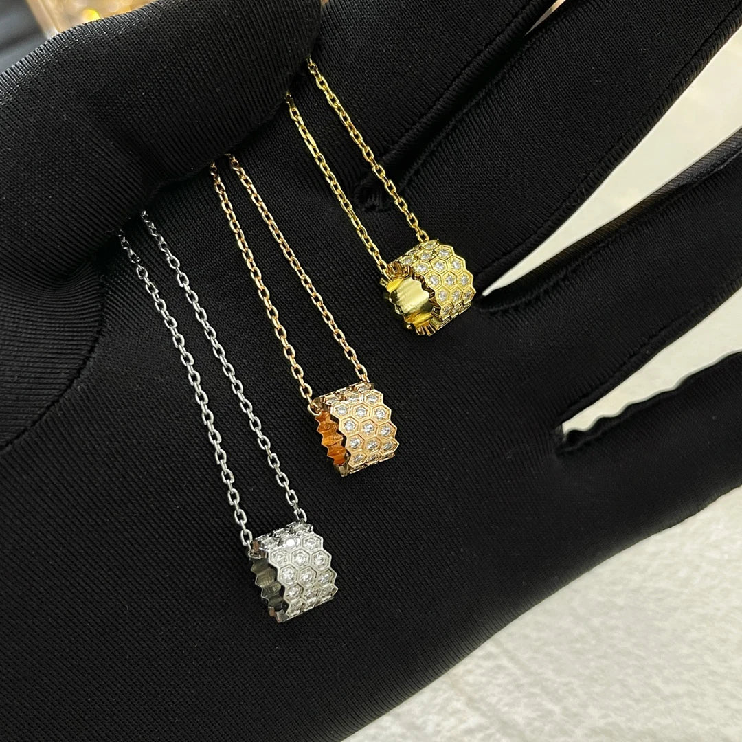 925 Sterling Silver Honeycomb Bracelet & Necklace | Zircon Diamond | Multi-Color