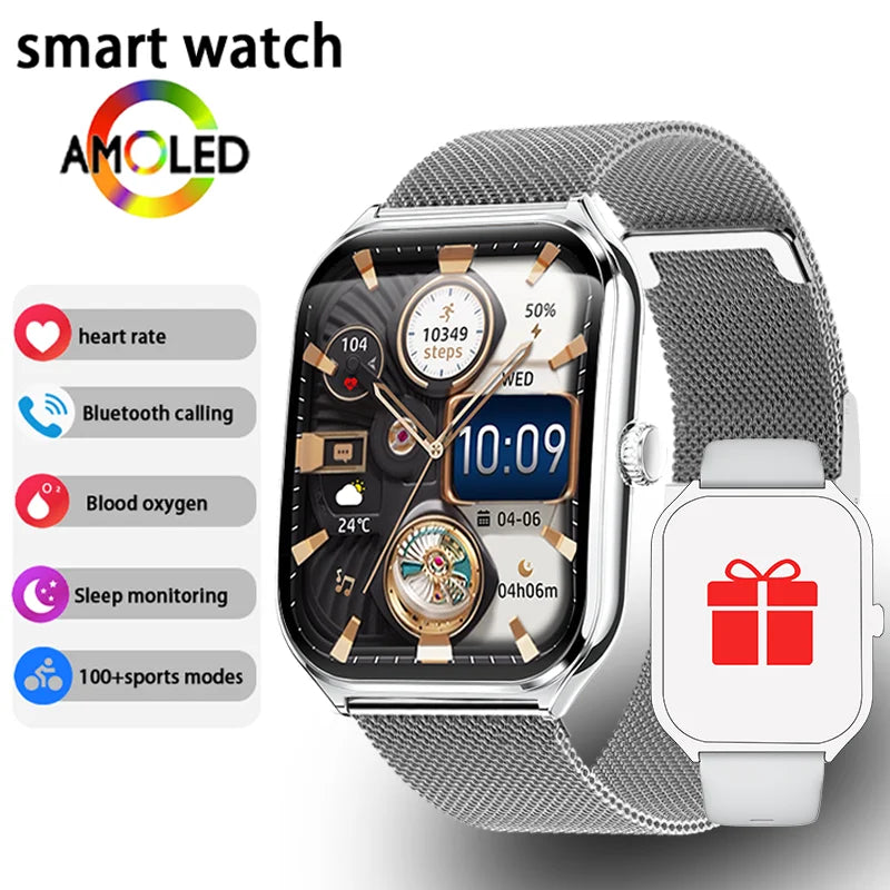 Ultra Thin Smart Watch – 1.96" AMOLED, BT Calling & Health Tracking