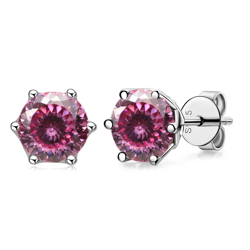 Moissanite Russian Cut Stud Earrings – 1/2/4CT VVS D Color S925 Silver Fine Jewelry
