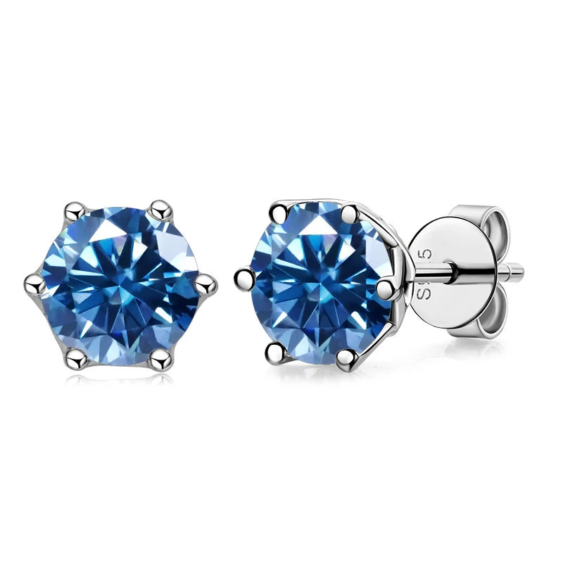 Moissanite Russian Cut Stud Earrings – 1/2/4CT VVS D Color S925 Silver Fine Jewelry