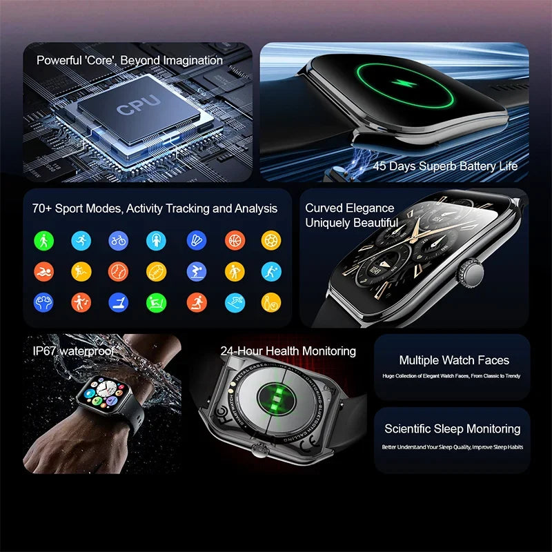 Ultra Thin Smart Watch – 1.96" AMOLED, BT Calling & Health Tracking
