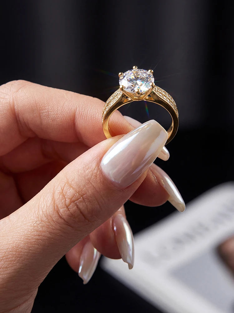 1CT Moissanite Solitaire Ring – 925 Sterling Silver | D Color VVS1 | Gold & Silver