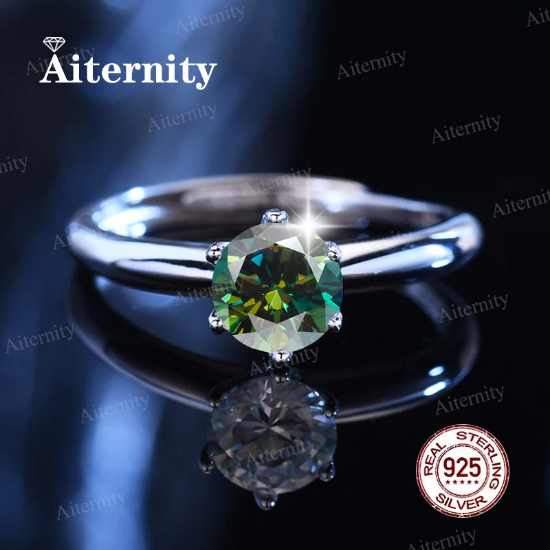 Moissanite & Zircon Ring – D VVS1 Adjustable S925 Silver Women’s Wedding Ring