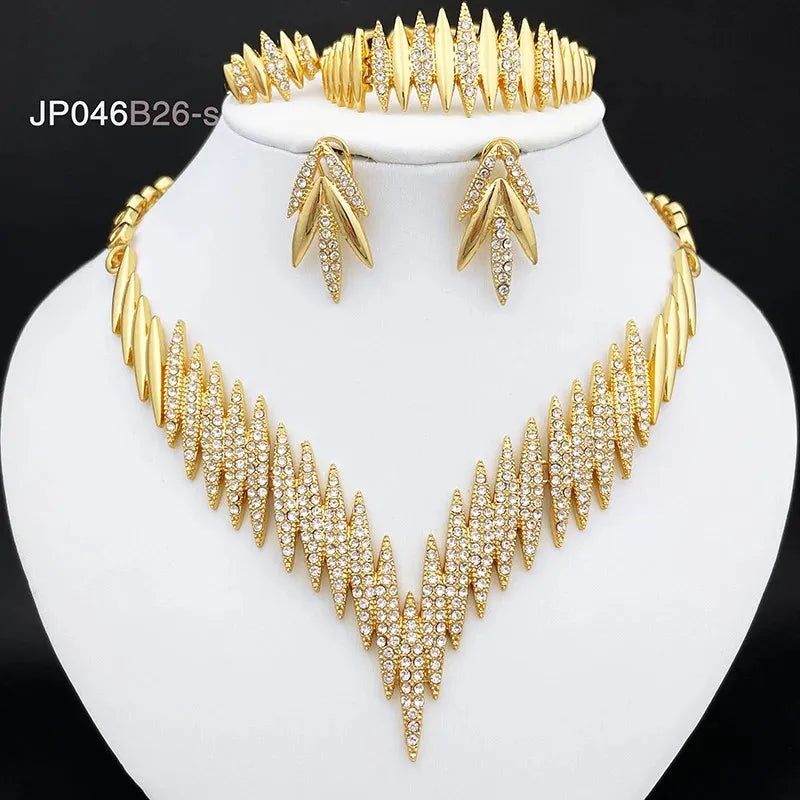 Gold 4-Piece Jewelry Set – Necklace, Earrings, Ring & Bracelet